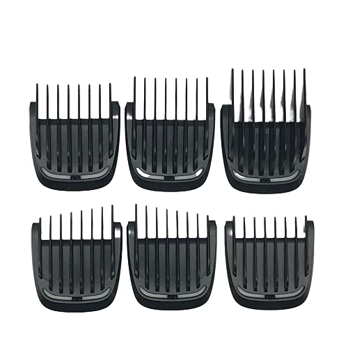 Replacement 6 Piece Set (for Extra Wide 41mm T Blade Only) Haircut Guide Guard Comb for Philips Norelco Multigroom Trimmer (View Photos and Description for Compatible Models and Blade Sizes)