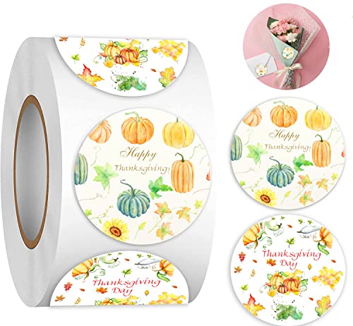 1.5 inch Happy Thanksgiving Day Stickers Watercolor Pumpkins Thanksgiving Thank You Labels for Party Favors,Envelope Seals,Goodie Bags 500 Pcs Autumn Fall Holiday Stickers