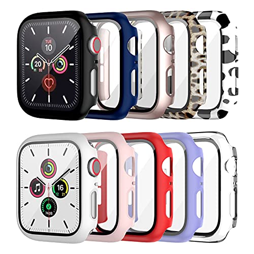 10 Pack Case for Apple Watch Series 3/2/1 38mm with Tempered Glass Screen Protector, BHARVEST High Definition Scratch Resistant Hard PC Bumper Cover for Apple Watch Accessories (10 Colors, 38mm)