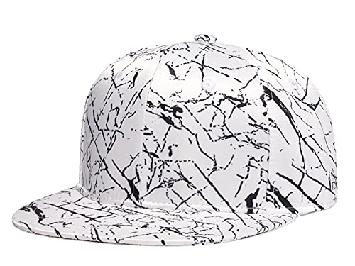 Quanhaigou White Flashing Lightning Men’s Snapback Cap Cool Hip Hop Adjustable Baseball Cap Unisex Flat Visor Hats