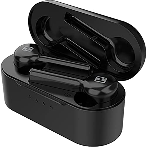 iHome XT-49 True Wireless Earbuds with Rechargeable Traveling Case, Bluetooth Earphones with Microphone and Touch Control, Black