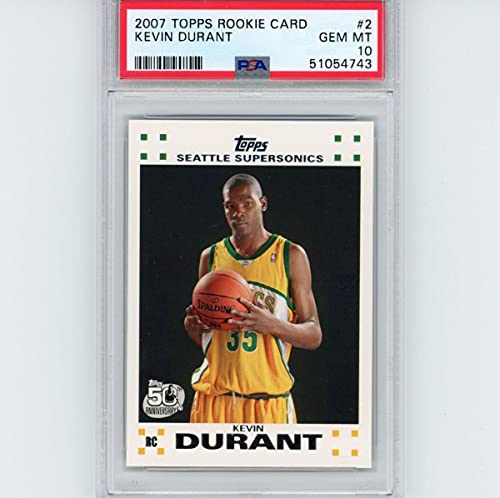 Graded 2007-08 Topps Kevin Durant #2 White Border Rookie RC Basketball Card PSA 10 Gem Mint