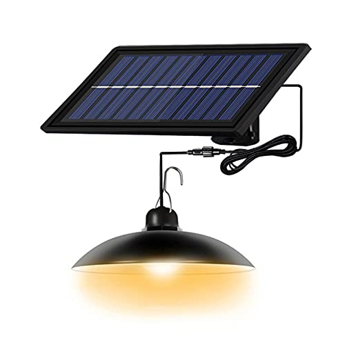 LAPUTA Outdoor Solar Light – Energy Saving ABS Waterproof Ceiling Lamp Remote Control 18 Hrs Lighting Single Double Head Solar Lamp for Home Garden Garage (Warm White Single-Head)