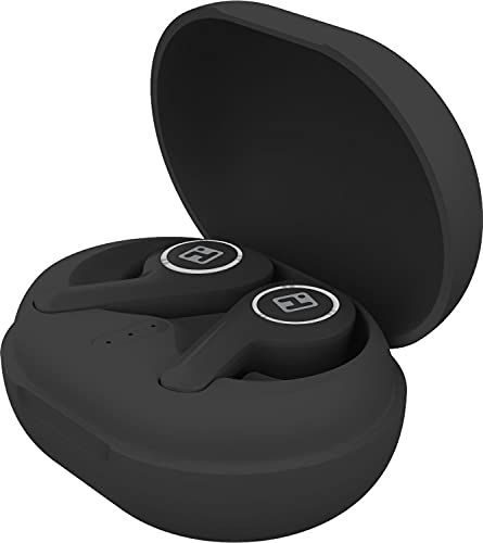 iHome XT-60 True Wireless Earbuds with Rechargeable Travel Case, Bluetooth Earphones with Microphone and Touch Control, Black