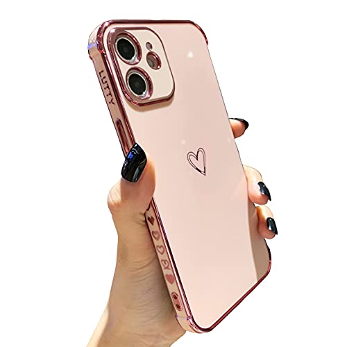LUTTY Compatible with iPhone 12 Case Cute, Soft Tup Phone Cases for Women, [Full Reinforced Camera Protection] & [Raised Corners Bumper] Cover for iPhone 12 (6.1 Inch) -Candy Pink