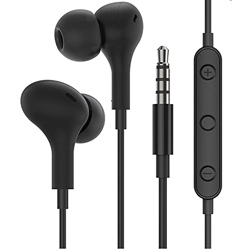 Wired Earbuds Noise Isolating in-Ear Headphones Sports Workout Magnetic Earphone w/Microphone Volume Control 3.5mm Plug for Android Samsung Galaxy Moto LG Blu iPhone Cell Phones Laptop Computer(Black)
