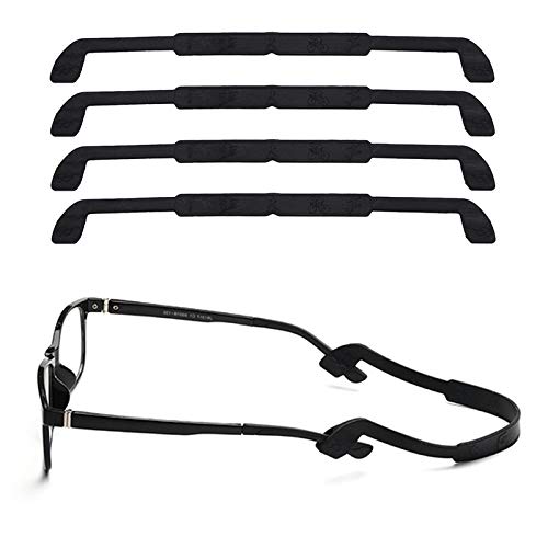 Glasses Strap, Anti-Slip Silicone Eyeglass Strap Eyewear Retainers Sports Elastic Soft Glasses Sunglass Cord Holder for Kids Adult Eye Protection (4 Pack, Black)