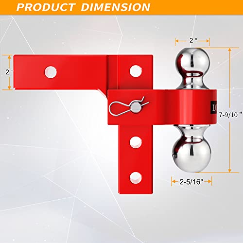 LOCAME Adjustable Trailer Hitch, Fits 2-Inch Receiver Only, 6-Inch Drop/Rise Aluminum Drop Hitch, Tow Hitch for Heavy Duty Truck with Double Stainless Steel Pins, Red, LC0001 | The Storepaperoomates Retail Market - Fast Affordable Shopping