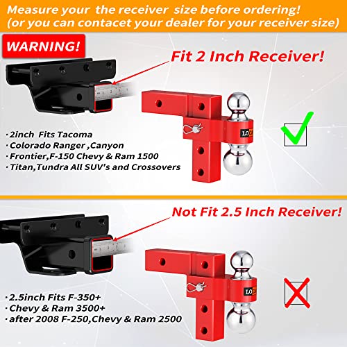 LOCAME Adjustable Trailer Hitch, Fits 2-Inch Receiver Only, 6-Inch Drop/Rise Aluminum Drop Hitch, Tow Hitch for Heavy Duty Truck with Double Stainless Steel Pins, Red, LC0001 | The Storepaperoomates Retail Market - Fast Affordable Shopping