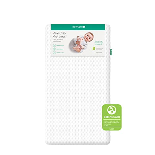Newton Baby Mini Crib Mattress 24″ x 38″ – 100% Breathable Proven to Reduce Suffocation Risk, 100% Washable – Removable Cover Included, GREENGUARD Gold