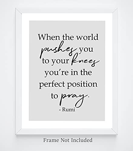 Rumi Quote No.13 Wall Art Print – 11×14 UNFRAMED Modern, Inspirational Black, Gray & White Decor.”When Life Pushes You to Your Knees.” | The Storepaperoomates Retail Market - Fast Affordable Shopping