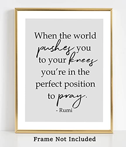 Rumi Quote No.13 Wall Art Print – 11×14 UNFRAMED Modern, Inspirational Black, Gray & White Decor.”When Life Pushes You to Your Knees.” | The Storepaperoomates Retail Market - Fast Affordable Shopping