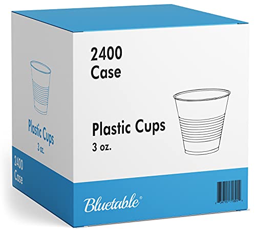 Plastic Cups 3 oz Bulk Case 2400 – Disposable Clear Cups 3 ounce – Small Bathroom Cups – Daily Chef Translucent Cups, Mouthwash & Medical Sample Urine Cups Water Cooler Dispenser [2400 Pack / Case]
