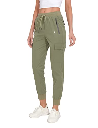 Little Donkey Andy Women’s Lightweight Hiking Pants Quick Dry Cargo Joggers with Zipper Pockets Sage M