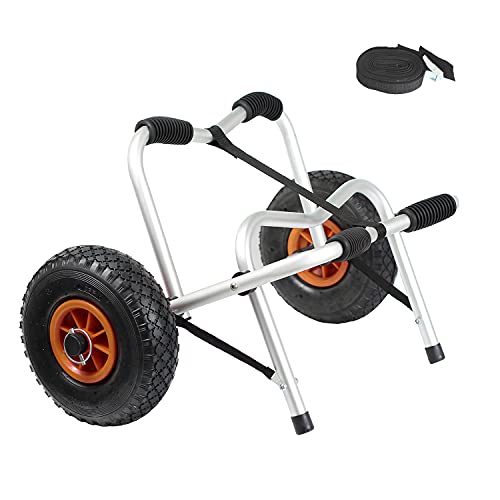 XZCheng Kayak Cart Canoe Carrier Trolley with 10FT Strap and Inflatable Tires for Transporting Kayak, Paddleboard, SUP, Canoe