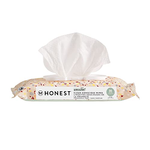 The Honest Company Clean Conscious Wipes | 100% Plant-Based, 99% Water, Baby Wipes | Hypoallergenic, Dermatologist Tested | Terrazzo, 36 Count