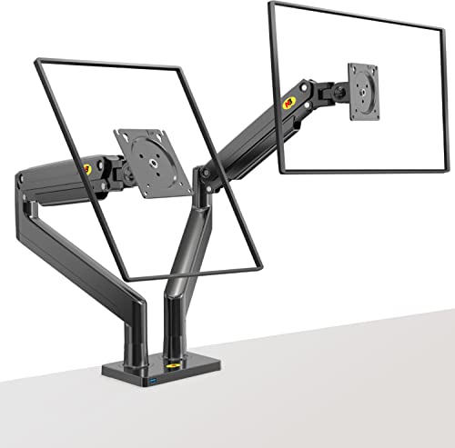 NB North Bayou Dual Monitor Arm Ultra Wide Full Motion Swivel Monitor Mount with Gas Spring for 22”-32” Monitors with Load Capacity from 4.4 to 33lbs for Each Arm Monitor Stand G32-B