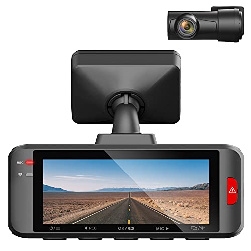 4K Dual Channel Dash Cam, Built-in Wi-Fi GPS, 4K + 1080P Front and Rear Dashcam, 2.4 Inches Large Screen, Supercapacitor, Parking Mode, Motion Detection, Emergency recording，Zenfox U1
