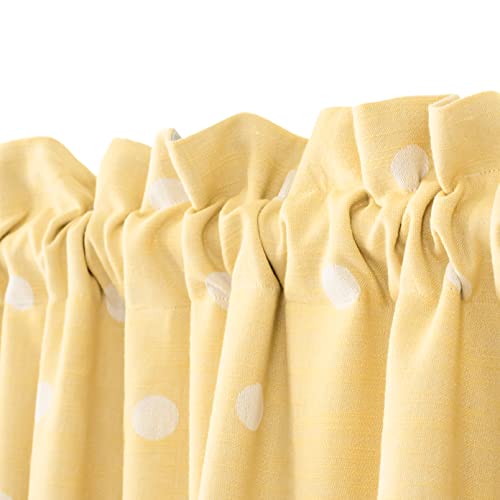 Decoberry Jordan – Set of 2 Curtains – Polka Dots – Yellow & White, 100% Cotton, 95% Blackout, Backtab & Rod Pocket Heading, 52″ x 84