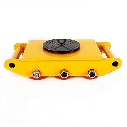 Machinery Mover Industrial Machine Dolly Heavy Duty Machinery Skate Machinery Roller w/ 360° Rotation Cap PU Roller/Steel Roller (8T/ 17600 lbs – Yellow – PU Roller)