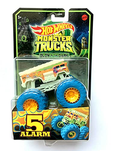 DieCast Hotwheels Monster Trucks Fire Truck [5 Alarm] – Glow in The Dark (1:64 Scale)