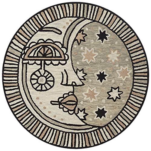 Loloi Justina Blakeney x Ayo Collection AYO-01 Grey / Natural Contemporary 3′-0″ x 3′-0″ Round Accent Rug
