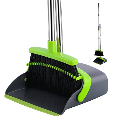 Broom and Dustpan Set for Home Upright 50-in Dustpan and Broom Combo Set with Long Handle Dustpan and Broom Durable & Foldable for Kitchen Office Lobby Use