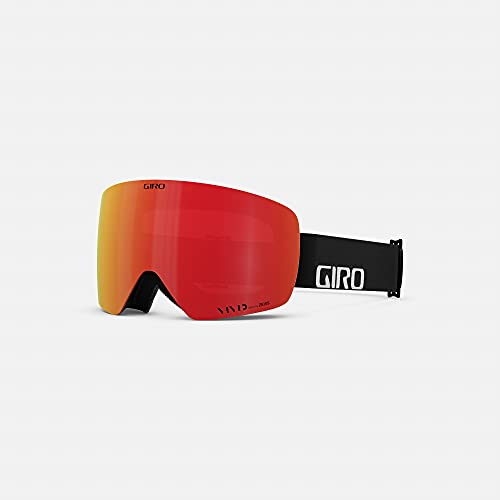 Giro Contour RS Asian Fit Ski Goggles – Snowboard Goggles for Men & Women – Black Wordmark Strap with Vivid Ember/Vivid Infrared Lenses