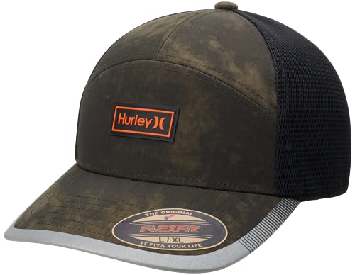 Hurley Men’s Baseball Cap – Mission Curved Brim Fitted Trucker Hat, Size X-Large, Medium Olive