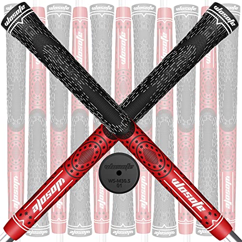 wosofe Golf Grips 13 Pack Cord Rubber Compound Material Hybrid Golf Club Grips Standard Midsize Options of 4 Colors All Weather Performance (red, midsize)