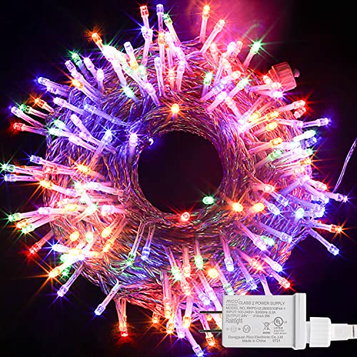 200 LED Christmas Lights, 75.7 Ft Xmas String Light 8 Modes Plug-in Waterproof Mini Lights for Indoor and Outdoor, Holiday Christmas Tree Wedding Party Bedroom Decorations (White)