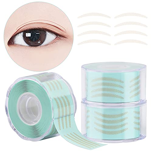 1800 PCS Breathable Eyelid Tape, Lorvain 3 Rolls Single-sided Eye Stickers Sticky Natural Invisible Double Eyelid Sticker with Y Ford and Tweezers (Slim)