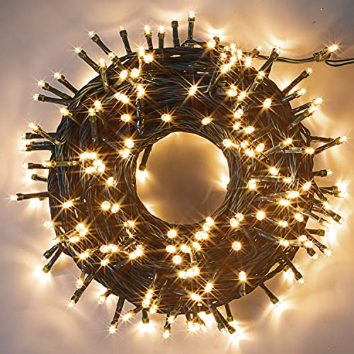 92.2FT 250 Count Christmas Warm White LED String Lights, LED String Lights Clear Wire with F5 Bulbs for Indoor and Outdoor Party, Home, Patio, Lawn, and Garden Christmas Decoration