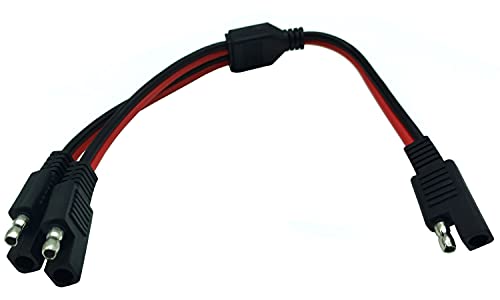 Halokny SAE Splitter Cable, 14AWG SAE 1 to 2 DC Power Automotive Y Splitter Extension Cable for Automobile and Solar Panel (1Ft/30cm)