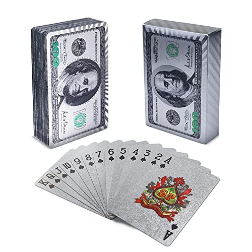 HAPTIME Silver Foil Playing Cards, Waterproof Deck of Cards, Poker Cards, Cards for Table Game, Luxury Poker Card, Use for Party and Entertainment