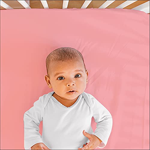 The Peanutshell Floral & Blush Pink Fitted Crib Sheet Set for Baby Girls – 4 Pack Set – Floral Punch & Solid Pink | The Storepaperoomates Retail Market - Fast Affordable Shopping