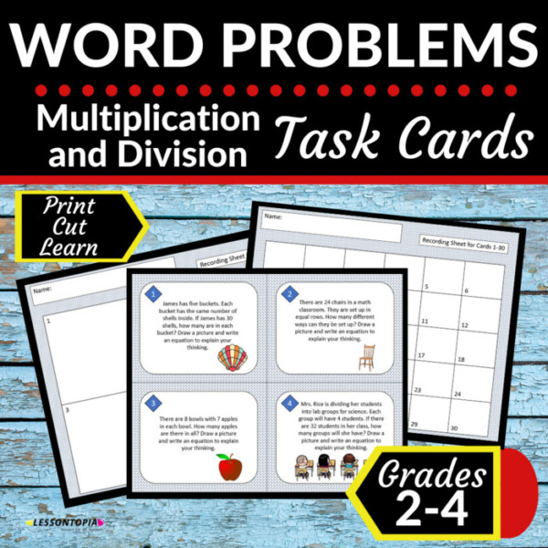 Multiplication and Division Word Problems | Math Task Cards
