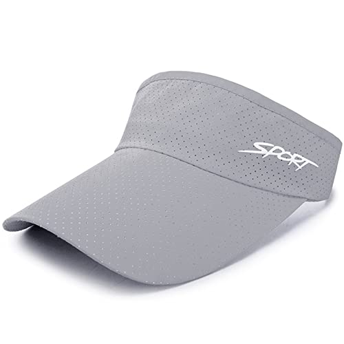 Bltong Sun Sports Visor Hats Women Men UV Protection Breathable Adjustable Baseball Cap for Beach Golf Running Tennis Gray