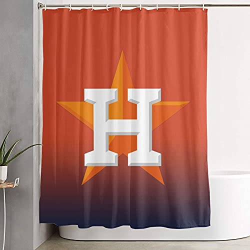 Team ProMark Houston Astros Shower Curtain with 12 Hooks Polyester Soft and Waterproof Bathroom Decor Shower Curtains 60×72 Inch,One Size
