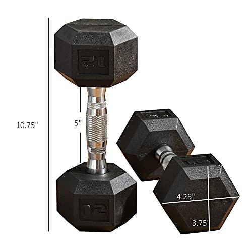 Soozier Hex Rubber Free Weight Dumbbells Set in Pair with Steel Handles 12lbs/Single Hand Weight for Strength Workout Training, Black | The Storepaperoomates Retail Market - Fast Affordable Shopping