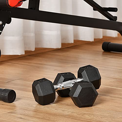 Soozier Hex Rubber Free Weight Dumbbells Set in Pair with Steel Handles 12lbs/Single Hand Weight for Strength Workout Training, Black | The Storepaperoomates Retail Market - Fast Affordable Shopping