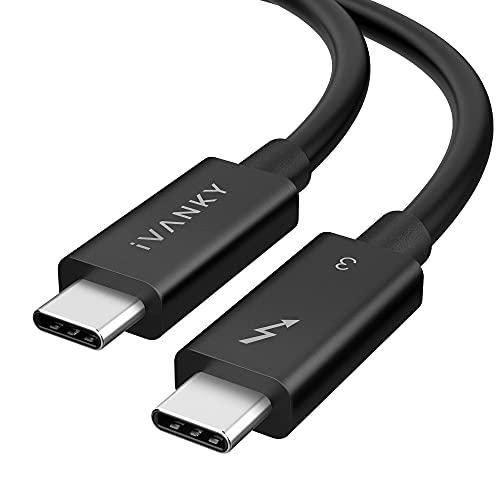 IVANKY [Intel Certified] Thunderbolt 3 Cable 2.3ft, 40Gbps Data Transfer, 100W Charging, 5K 60Hz, Compatible with Type-C Laptop, Smartphone, External SSD,eGPU,USB-C Docking Station and More