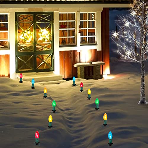Joiedomi 15.75ft 12 Christmas Multicolor C9 Pathway Marker Lights, Outdoor Christmas Decorations Lights for Holiday Xmas Outside Waterproof Yard Garden Decor, Christmas Party, Holiday Decor