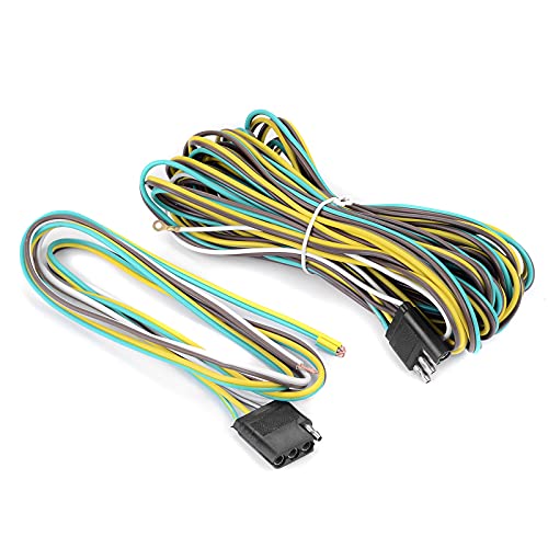 Trailer Wiring Harness Kit, 4 Flat 4 Pin 25ft Trailer Light Wiring Kit, Wishbone Style, 18AWG Color Coded Trailer Wiring Fit for Utility Trailer Boat UTV Trailer Lights and Wiring Kit