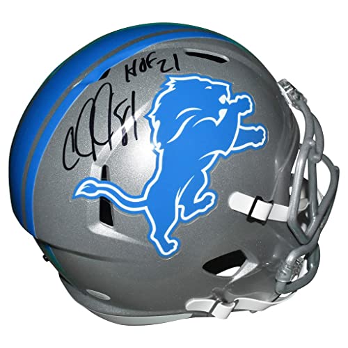 Calvin Johnson Autographed Detroit Lions Full-Size Speed Replica Helmet HOF 21 Inscription – Hand Signed & JSA Authenticated