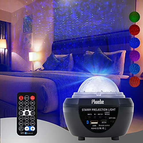 Phoebe Star Galaxy Projector – Premium Projector Lights – 360-degree Projector for Bedroom with Built-in Bluetooth Speaker – Remote Control Included