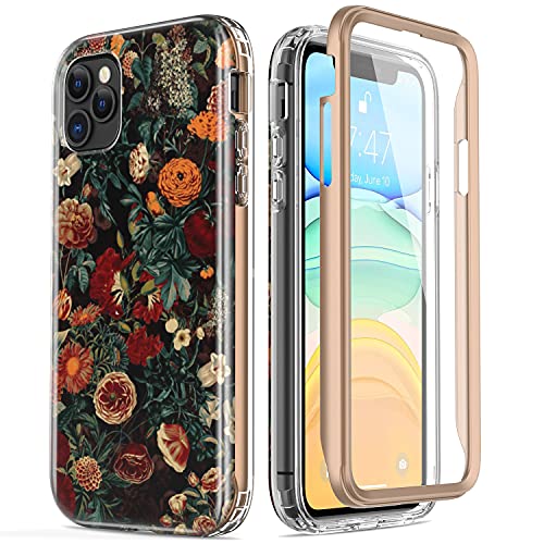 ESDOT iPhone 11 Pro Max Case with Built-in Screen Protector,Military Grade Cover with Fashionable Designs for Women Girls,Protective Phone Case for Apple iPhone 11 Pro Max 6.5″ Flower Garden