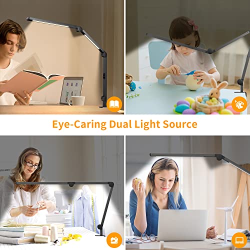 EppieBasic Led Desk Lamp with Clamp, Dual Light Swing Arm Architect Desk Light for Home Office, Dimmable & 4-Color Modes, 12W Eye-Care Office Lighting with Memory & Timer for Monitor Studios Reading | The Storepaperoomates Retail Market - Fast Affordable Shopping