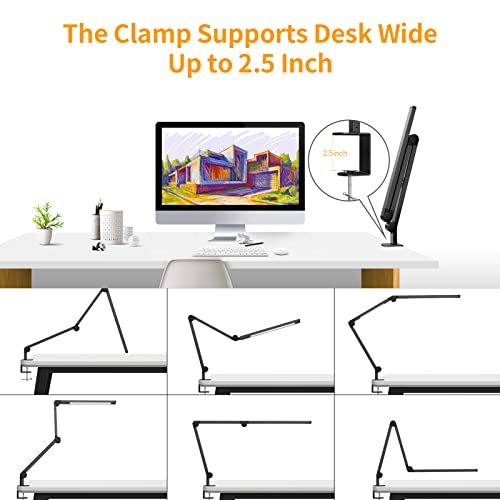 EppieBasic Led Desk Lamp with Clamp, Dual Light Swing Arm Architect Desk Light for Home Office, Dimmable & 4-Color Modes, 12W Eye-Care Office Lighting with Memory & Timer for Monitor Studios Reading | The Storepaperoomates Retail Market - Fast Affordable Shopping