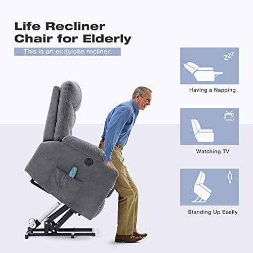 Esright Electric Power Lift Chair Recliner Sofa for Elderly with Vibration Massage and Lumbar Heated, 2 Side Pockets and Cup Holders, USB Ports, Convenient Remote Control | The Storepaperoomates Retail Market - Fast Affordable Shopping